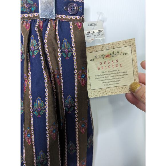 Vintage 80's Susan Bristol Maxi Skirt Striped Floral Print Boho Peasant NWT - Picture 7 of 9